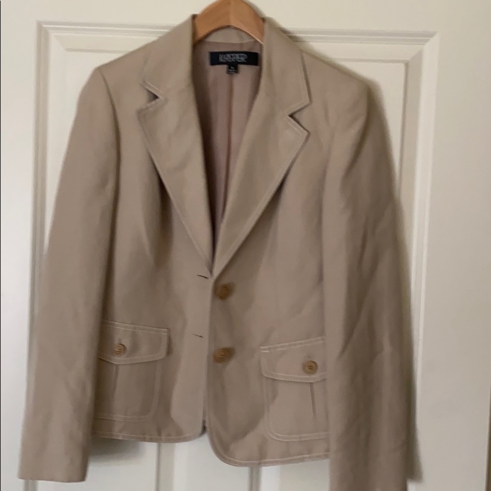 Tan Kasper Linen Blend Blazer